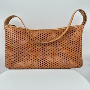 Vtg Zanasca Purse Bag Tan Woven Shoulder Strap Leather Boho Indie Leather Summer